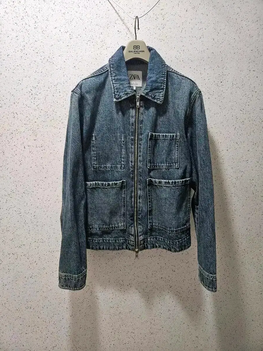 L) Zara デニムジップアップジャケットミディアムブルーウォッシュ